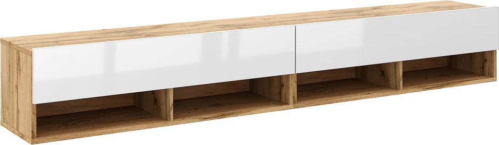 Závěsný TV stolek Derby 200 cm dub Wotan/bílý
