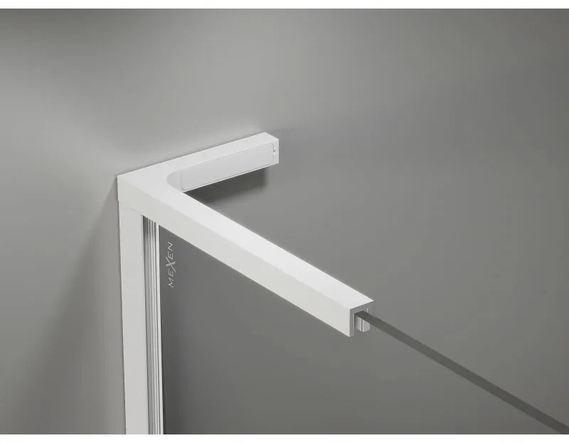 Mexen, Mexen Kioto-X L sprchová stena 50 x 200 cm, priehľadná 10 mm, biela - 800-050-107-20-00-X