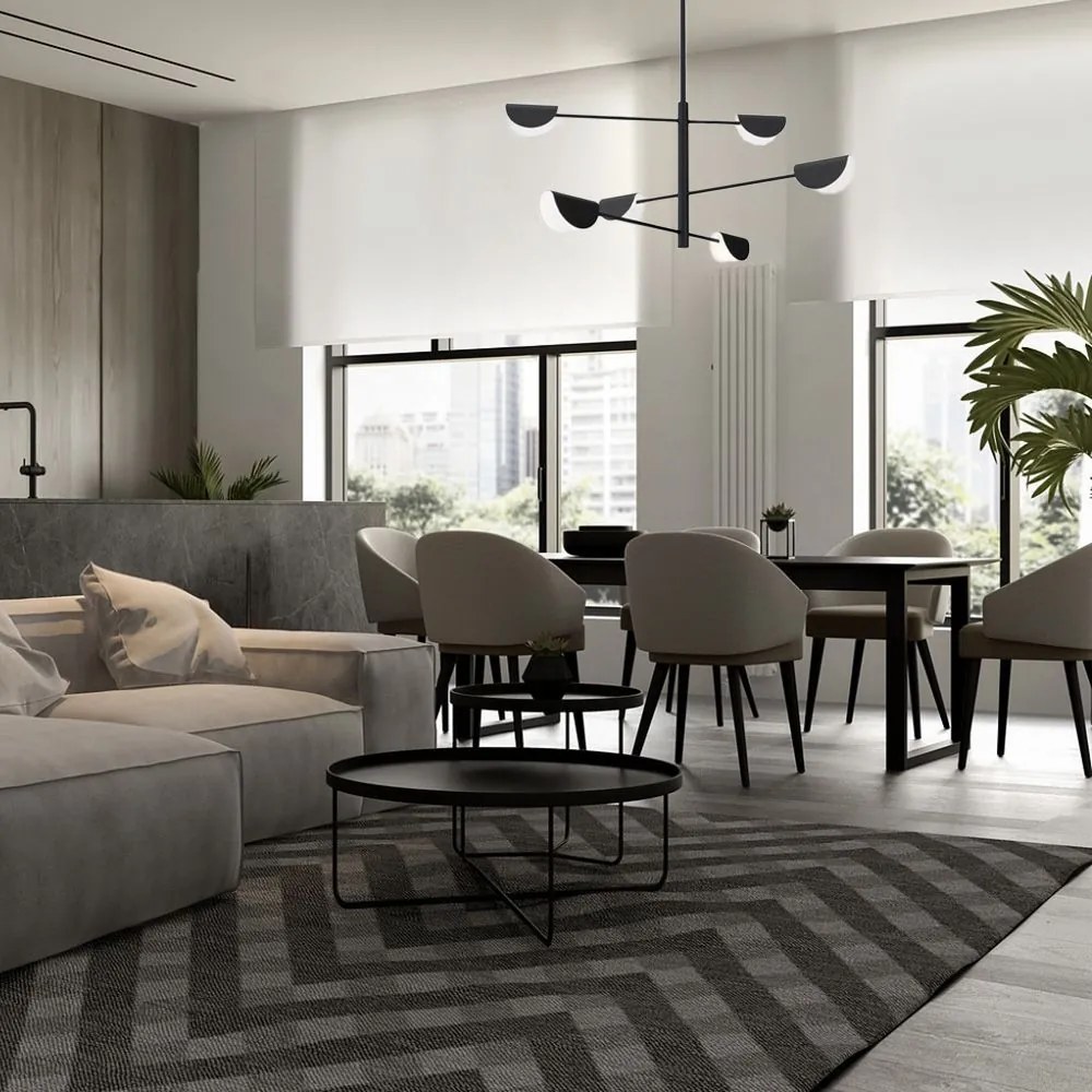 Toolight Toolight, stropné svietidlo 6xE14 APP1261-6CP, čierna matná, OSW-02401