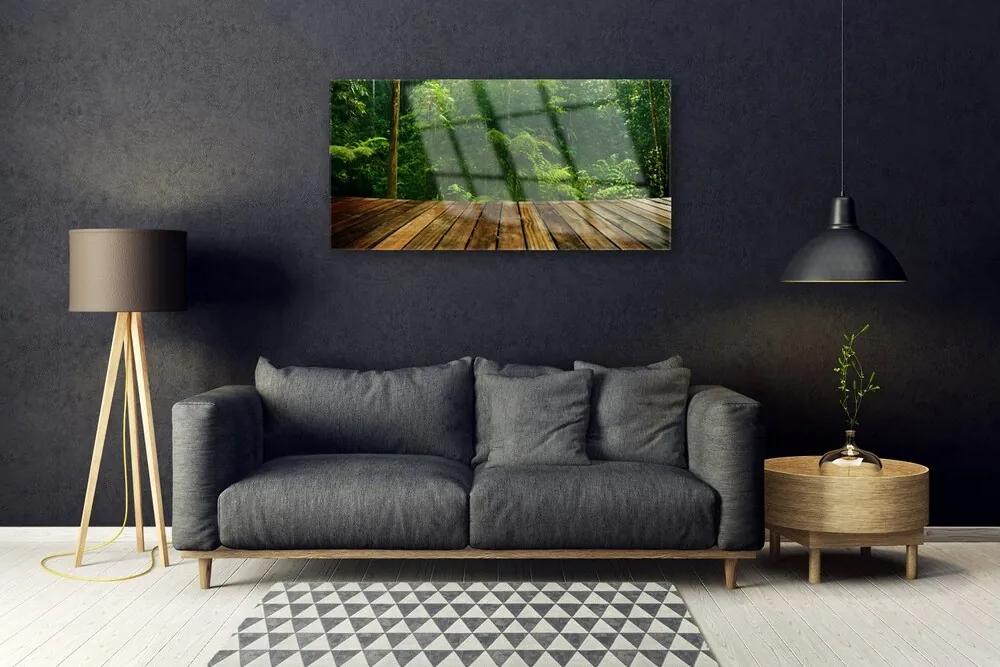 Obraz na skle Les príroda 125x50 cm