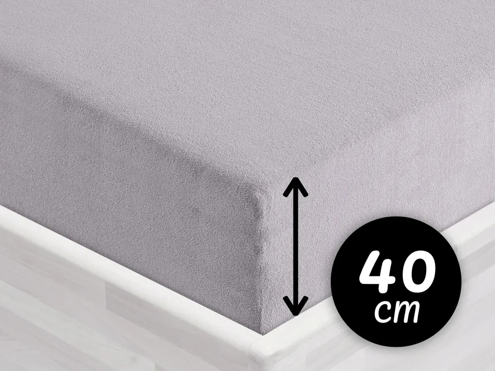 Froté napínacie prestieradlo na extra vysoký matrac FR-028 Svetlo sivé 140 x 200 - výška 40 cm