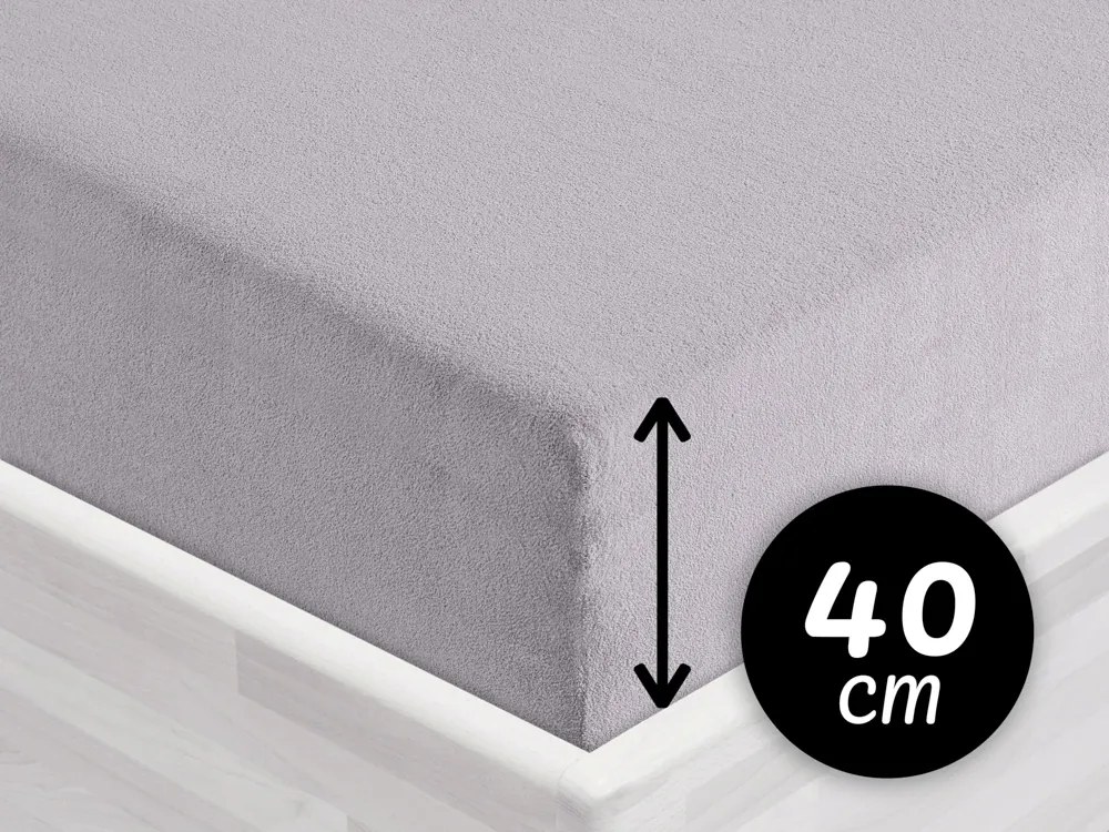 Froté napínacie prestieradlo na extra vysoký matrac FR-028 Svetlo sivé 90 x 220 - výška 40 cm