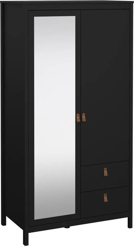 Šatníková skriňa Realty 102 cm so zrkadlom čierna