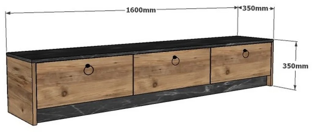 TV skrinka PEGA 160 cm čierna/hnedá