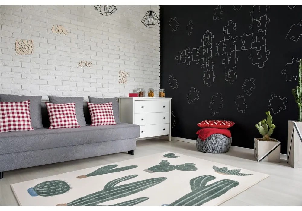 Zelený/slonovinový detský koberec 80x150 cm Cacto Malachite – FD