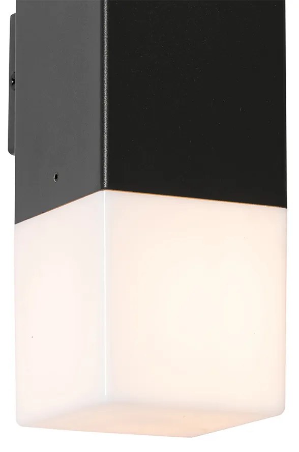 Vonkajšia nástenná lampa čierna s opálovým tienidlom 2-svetlo IP44 - Dánsko