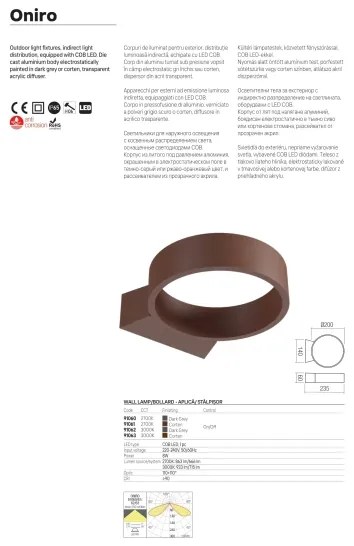 Redo 91062 - Vonkajšie LED nástenné svietidlo ONIRO LED/8W/230V IP65 antracit