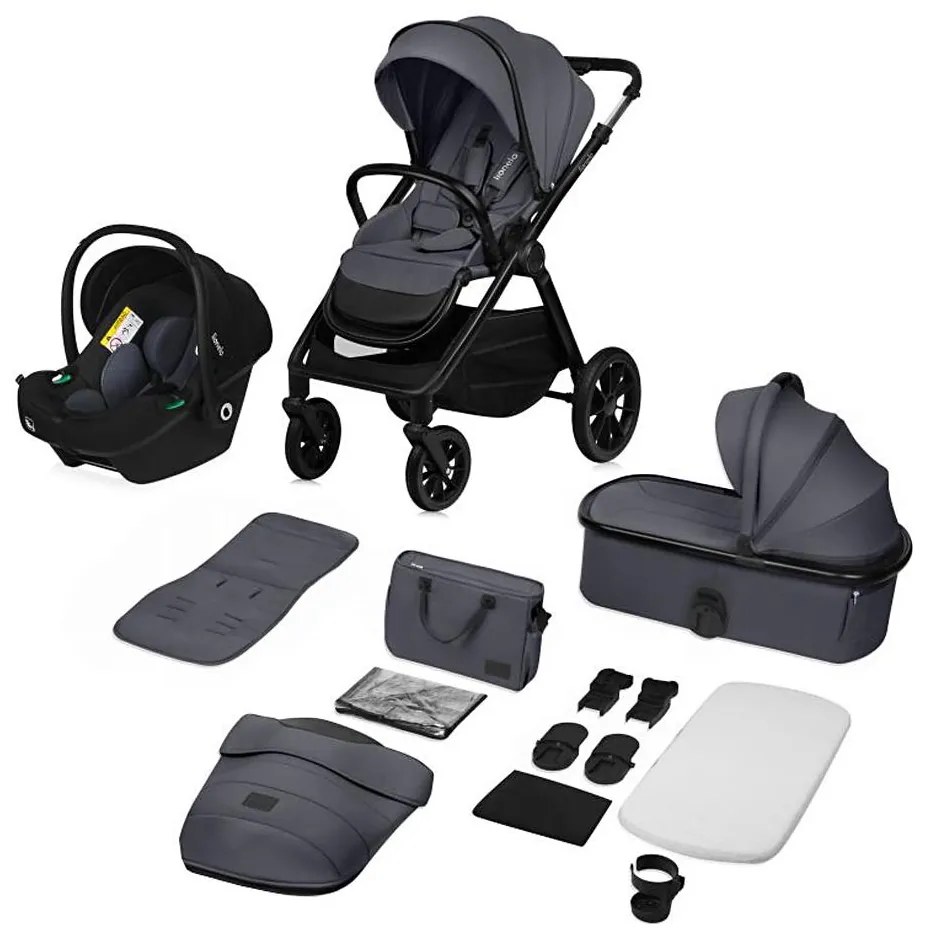 Lionelo - Kombinovaný kočík 3 v 1 LAYLA Grey Stone