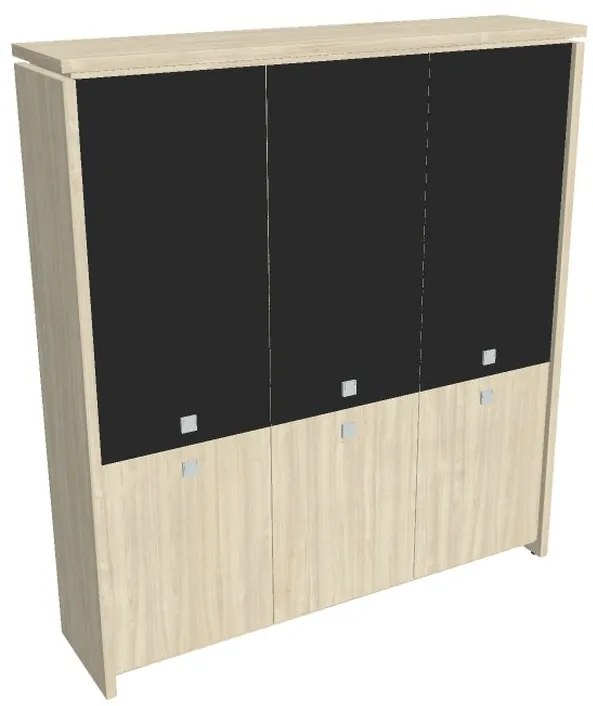 Vysoká skriňa Verno 188 x 46 x 210 cm, kombinované dvere, agát / čierna