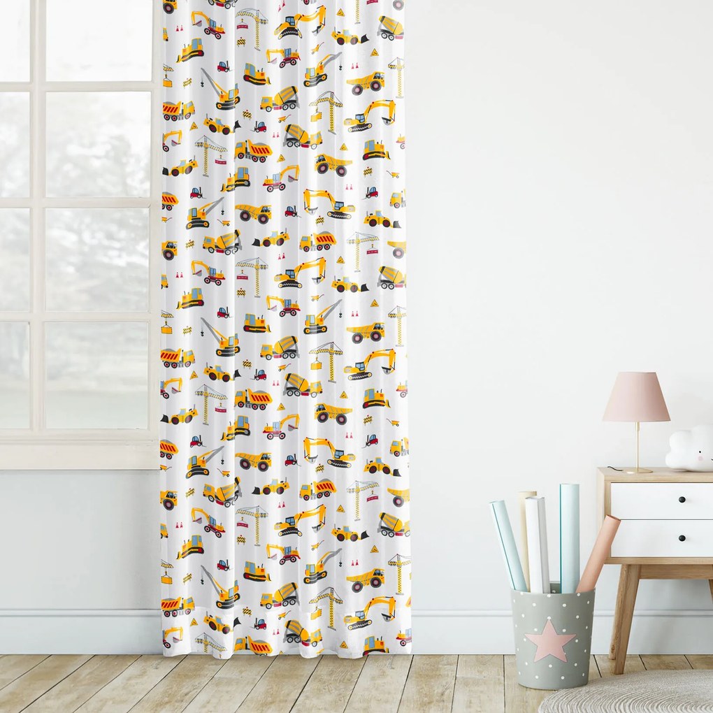 Goldea detský bavlnený záves - nákladné autá a bagre 240x150 cm