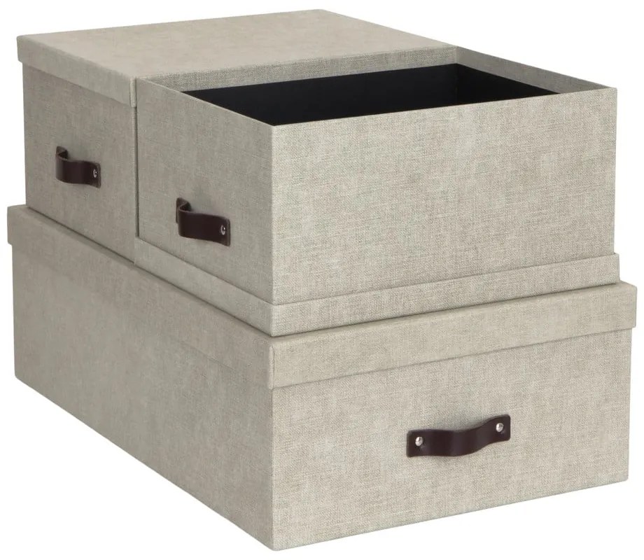 Súprava 3 béžových úložných škatúľ Bigso Box of Sweden Inge