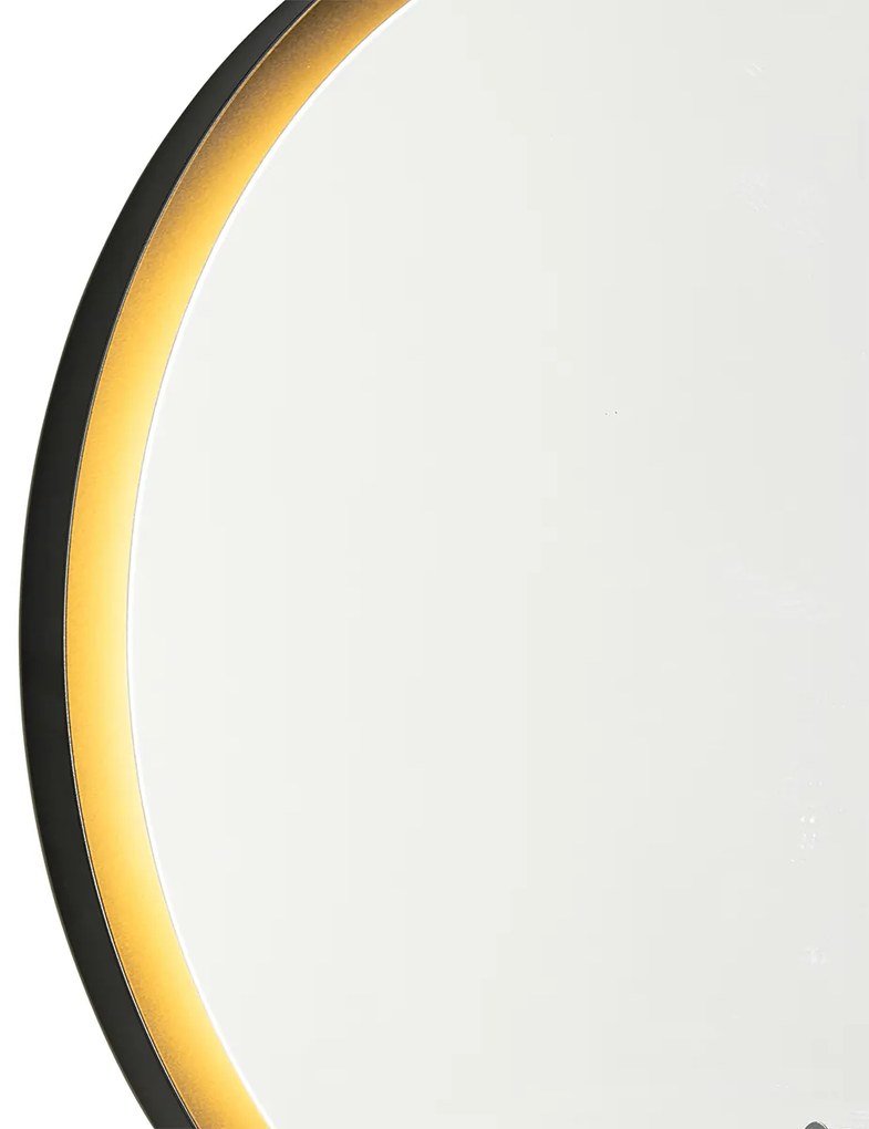 Moderné kúpeľňové zrkadlo čierne vrátane LED a dotykového stmievača - Pim