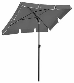 Slnečník na balkón, obdĺžnikový záhradný slnečník, sivý