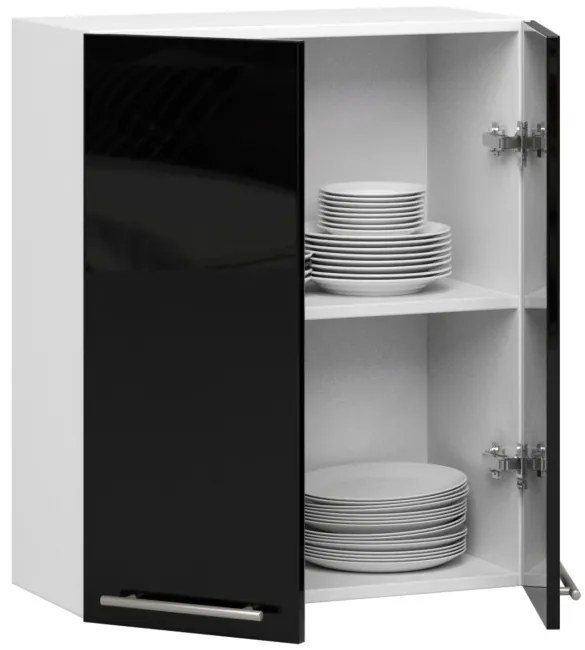 Horná kuchynská skrinka OLIWIA W 60 H720 biela / čierna, lesk