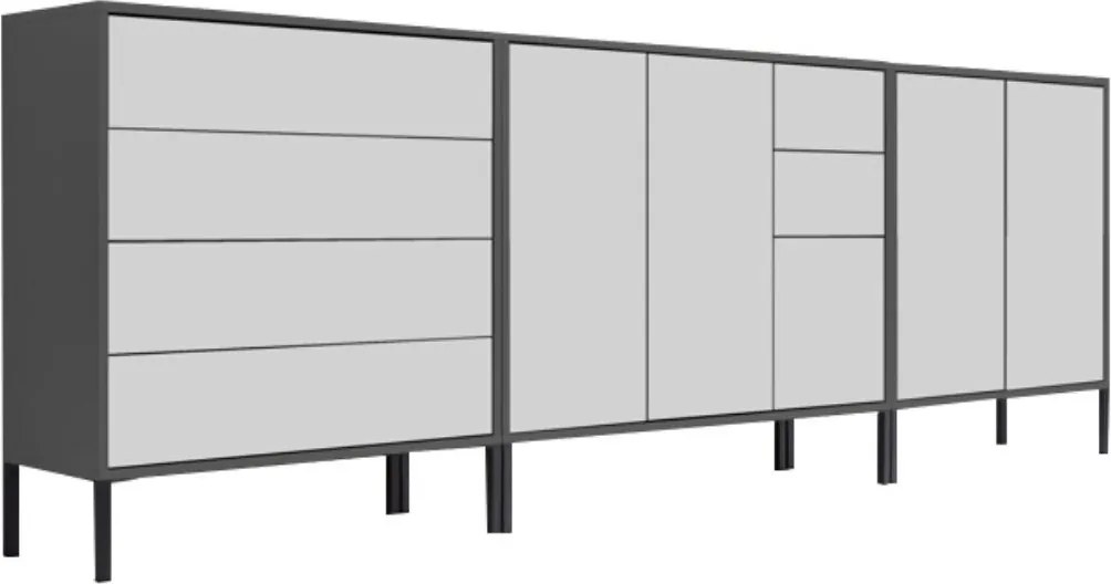 XXXLutz ŠIROKÁ KOMODA, antracitová, biela, 263,5/86/33 cm MID.YOU - Komody - 001067013103