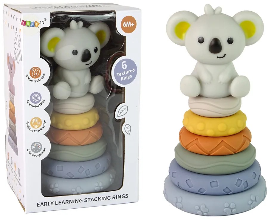 Lean Toys Gumová pyramída pre najmenších - koala