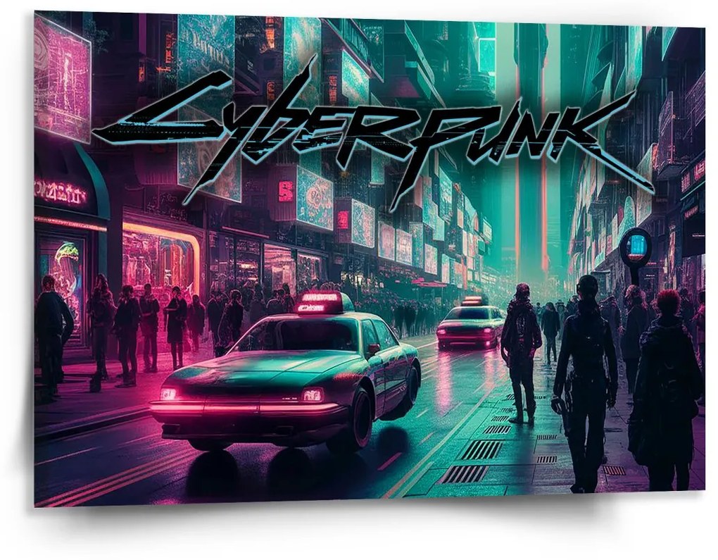 Sablio Obraz Cyberpunk 2077 Mesto - 150x110 cm