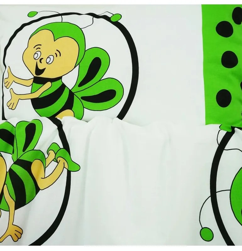 Obliečky detské bavlnené včielky zelené EMI, Detský set 90x130 + 45x65