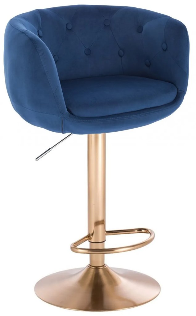LuxuryForm DESIGN Barová stolička MONTANA VELUR na zlatom tanieri - modrá