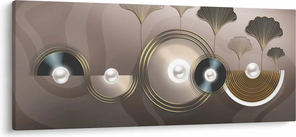Obraz - Zlatohnedá abstrakcia (120x50 cm)