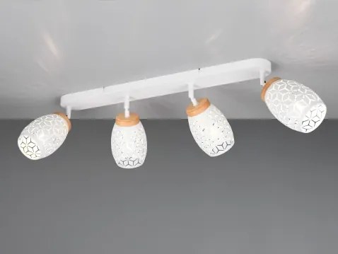 Stropné osvetlenie Bidar, biely kov/drevo, 4 svietidlá%