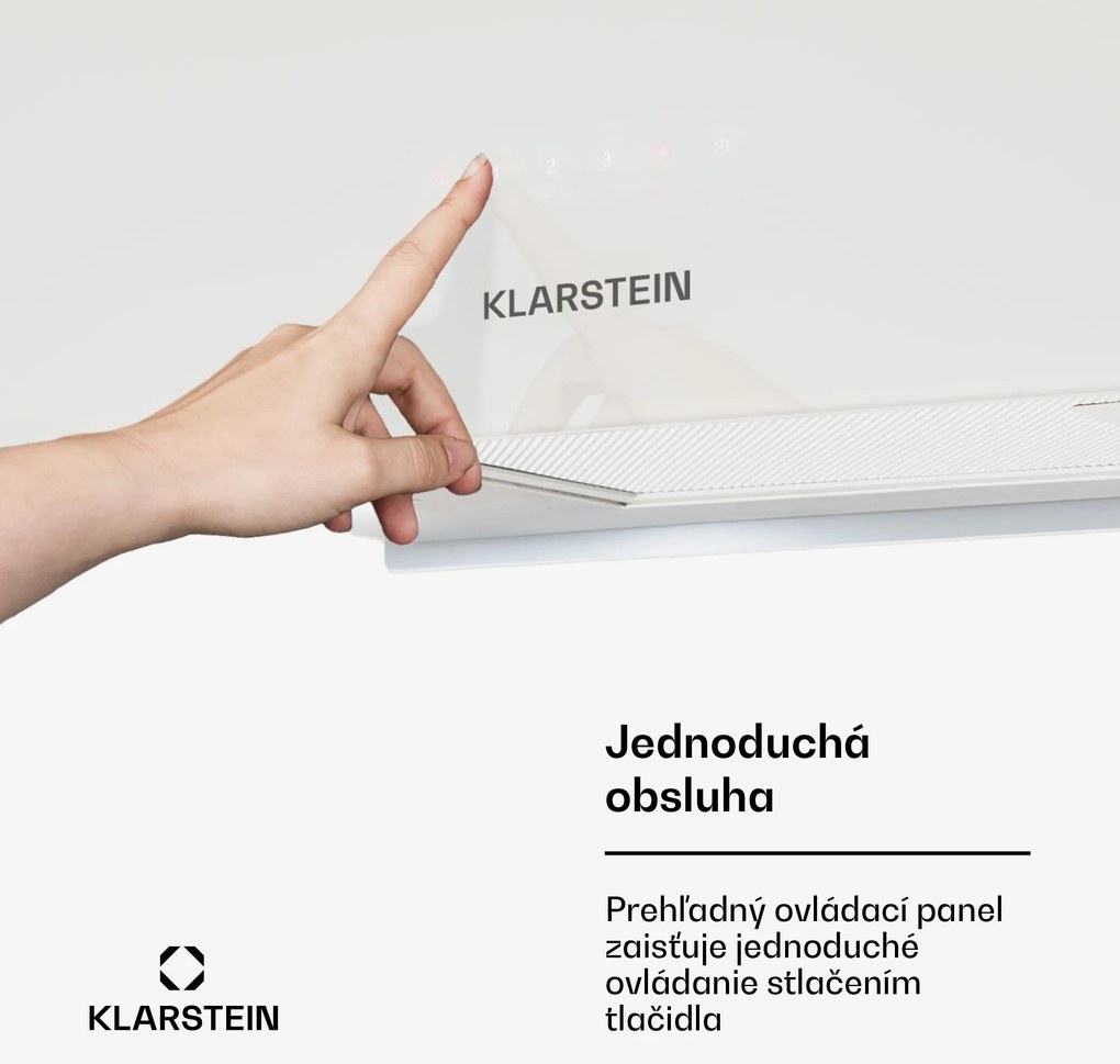 Klarstein Kronleuchter L, digestor, 60 cm, ostrovčekový, 590 m³/h, dotykové ovládanie, LED, biely