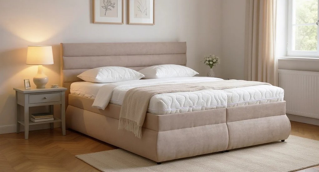 DREVONA® Manželská posteľ 160 cm béžová  LUNA 1, Soro 13