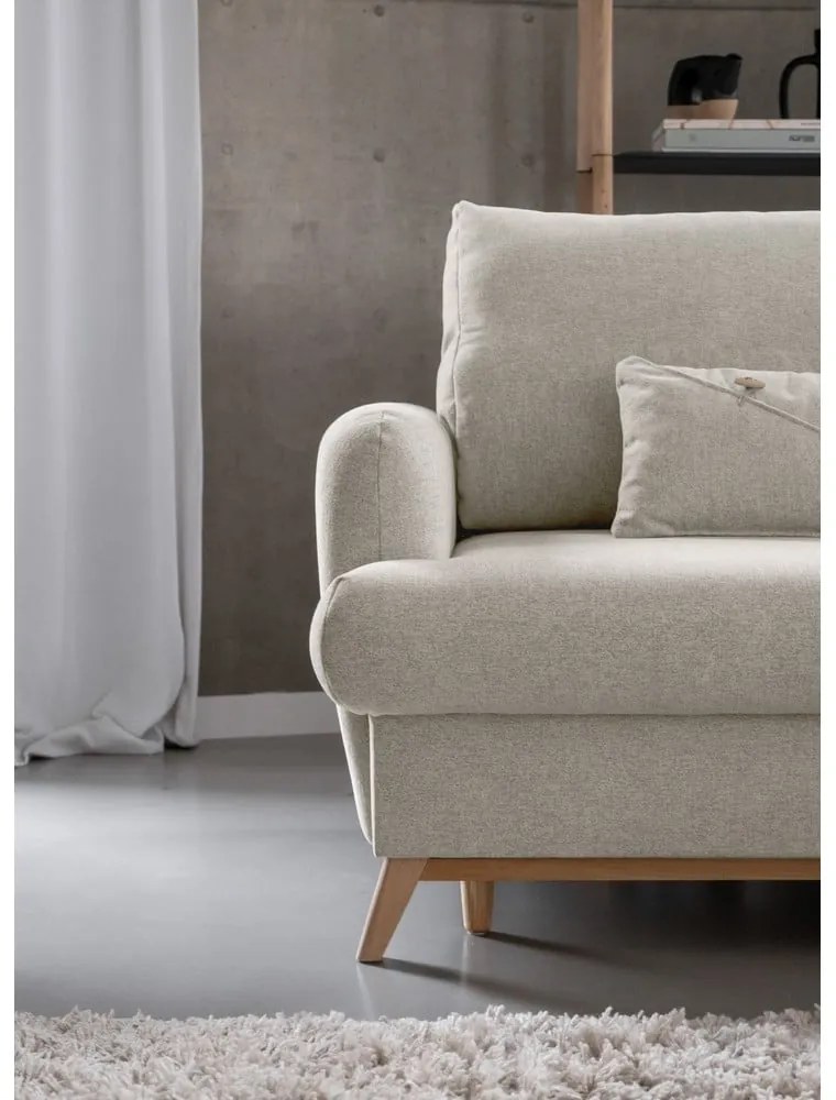 Béžová rozkladacia/s úložným priestorom rohová pohovka (pravý roh/s leňoškou) Scandic Lagom – Miuform