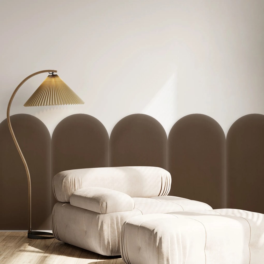 Zamatový čalúnený panel - Oblúk - 30x80cm Farba: Hnedá