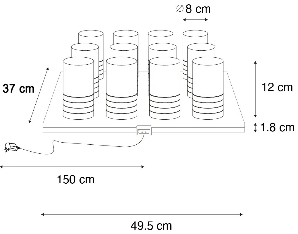 Sada 12 stolových lámp tmavá bronz RGBW nabíjateľná vrátane nabíjacej stanice - Alessia