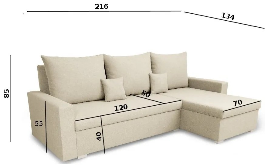 Rozkládací rohová sedací souprava MONDI Hnědá