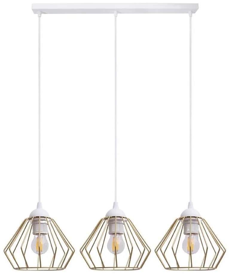 Luster na lanku CEED GOLD 3xE27/60W/230V biela/zlatá