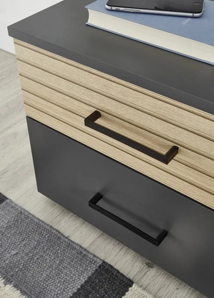 Nočný stolík Laurie, grafit/dub