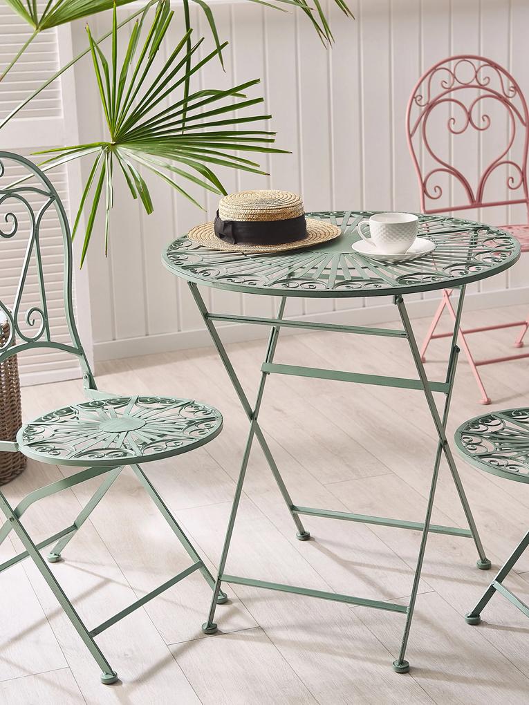 Záhradný stôl zelený kovový skladací 70 cm TRENTO Beliani