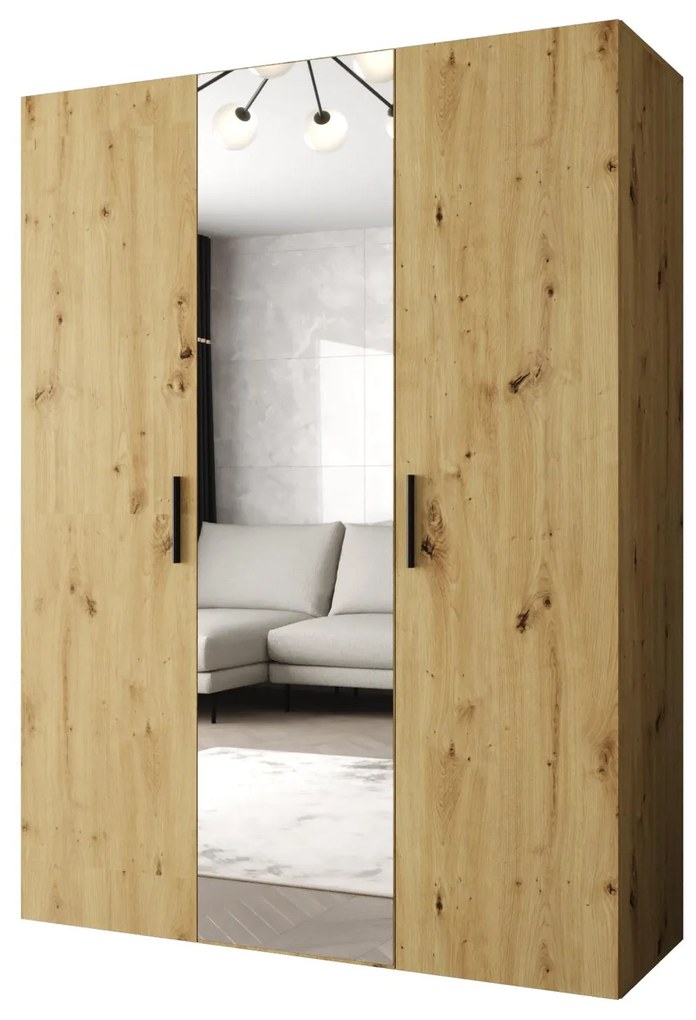 Šatníková skriňa 150 cm Borry 2 (dub artisan + čierna). Akcia -20%. Vlastná spoľahlivá doprava až k Vám domov. 1125811