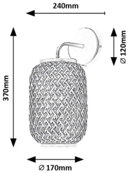 Rabalux 71091 - Nástenné svietidlo ADALLA 1xE27/40W/230V ratan