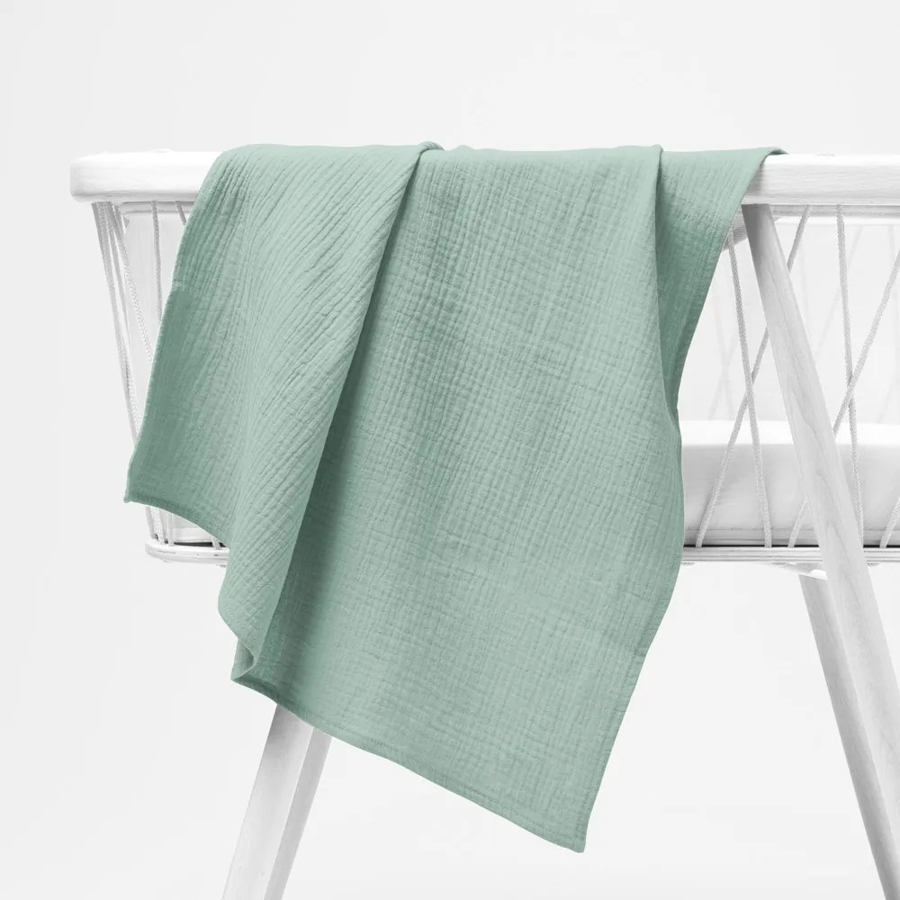 Biante Mušelínová plienka/dečka Nature MSN-020 Pastelovo šalviová - ZVÝHODNENÁ SADA 3 KS 70x70 cm - Sada 3 ks
