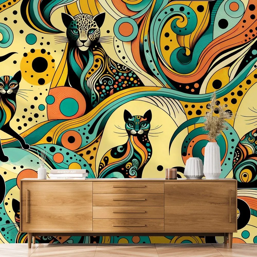 Fototapeta farebné abstraktné mačky