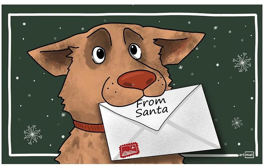 Vianočná rohož 40x60 cm K-601-1 Pes s listom od Mikuláša