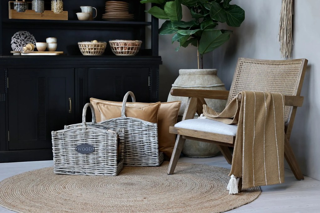 Chic Antique Prútený kôš na drevo French väčší