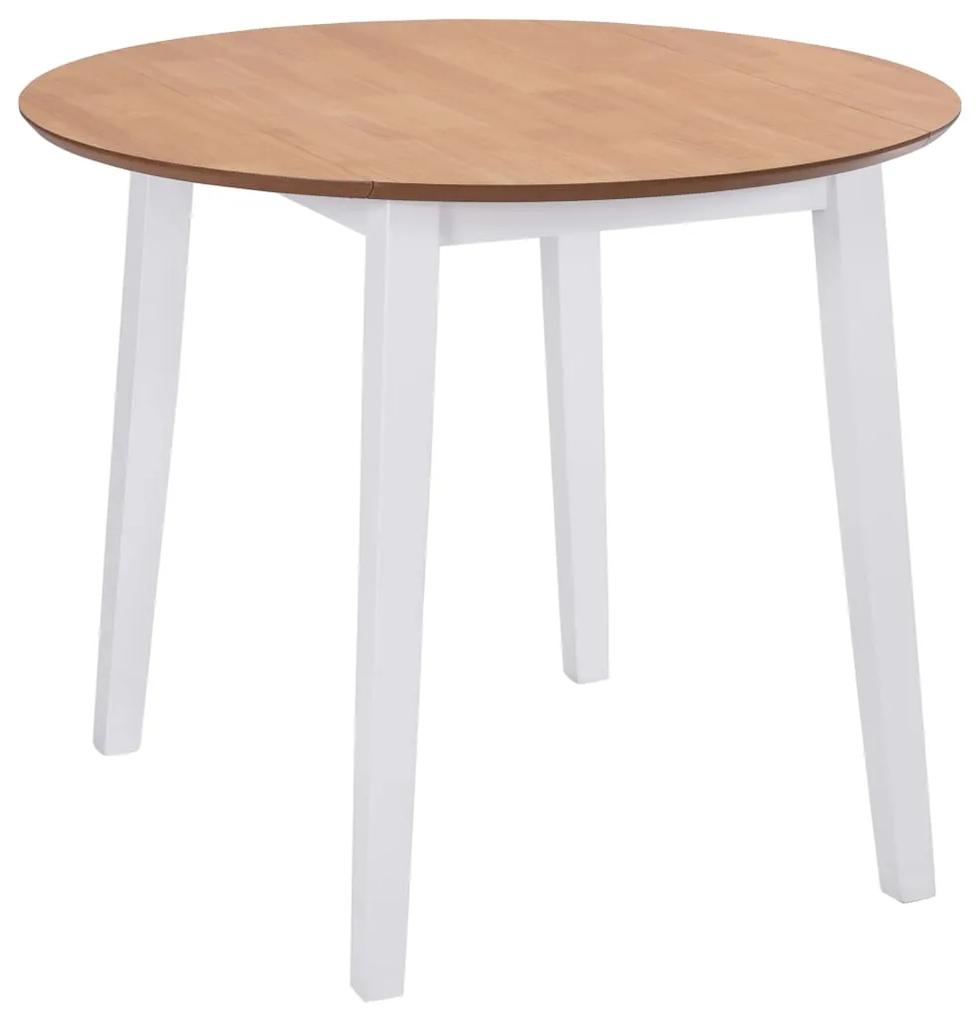 vidaXL Jedálenský stôl so sklápacou doskou, okrúhly, MDF, biely