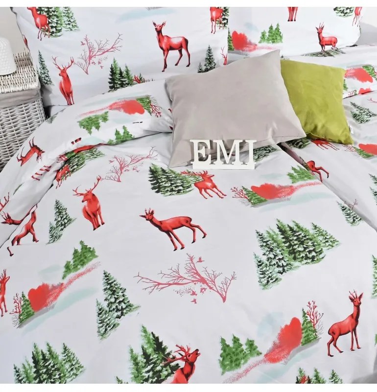 Vianočné bavlnené obliečky Loplant EMI, Predĺžený set jednolôžko obsahuje 1x 140x220 + 1x 70x90