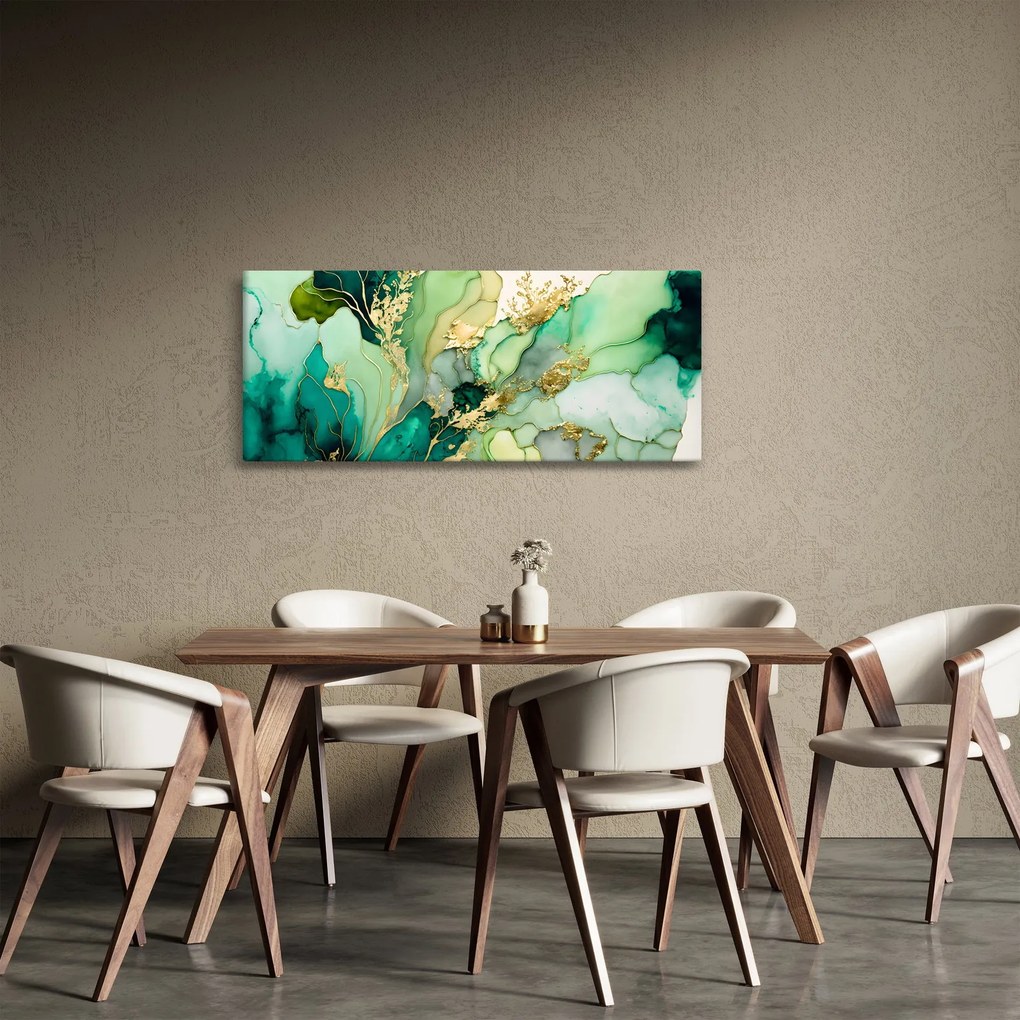 Obraz - Zelená abstrakcia (120x50 cm)