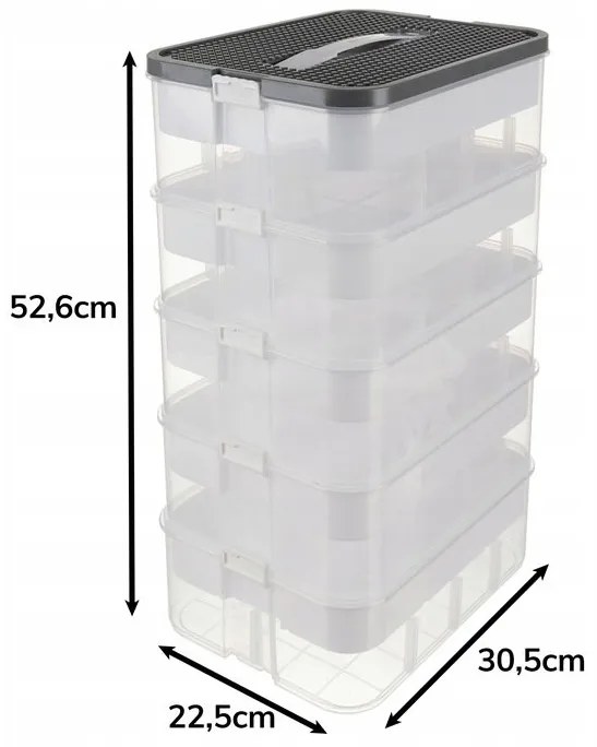 Kruzzel 25759 Úložný box na stavebnici, 35 l, 5 pater
