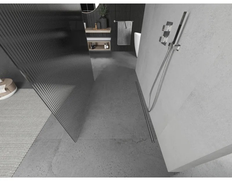 Mexen Kioto, sprchová zástena Walk-In 120 x 200 cm, 8mm sklo s rebrovým vzorom, chrómový profil, 800-120-002-01-09