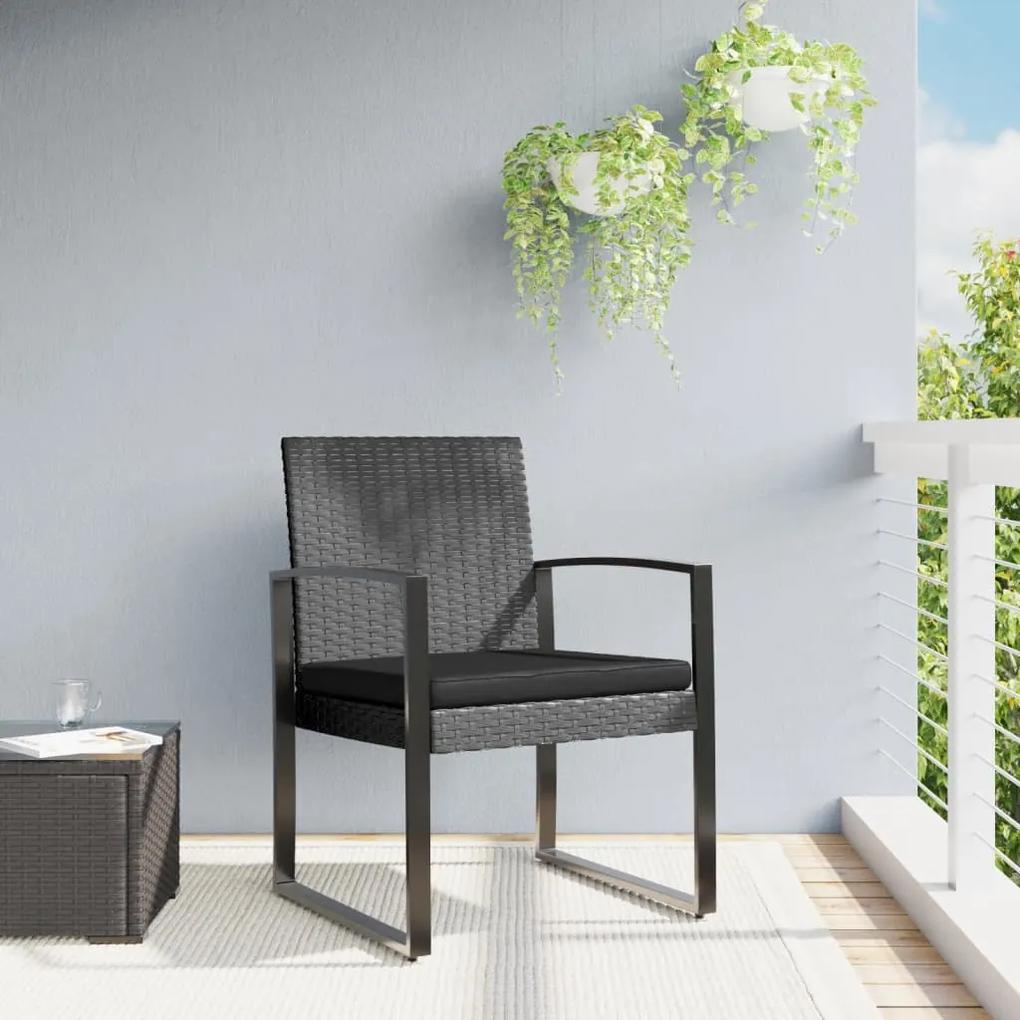 Záhradné jedálenské stoličky 2 ks tmavo sivé PP ratan 360205