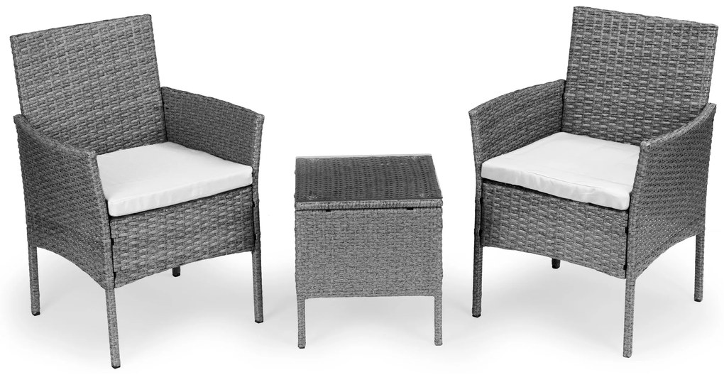 Set záhradného nábytku z technoratanu, sivá, MultiGarden
