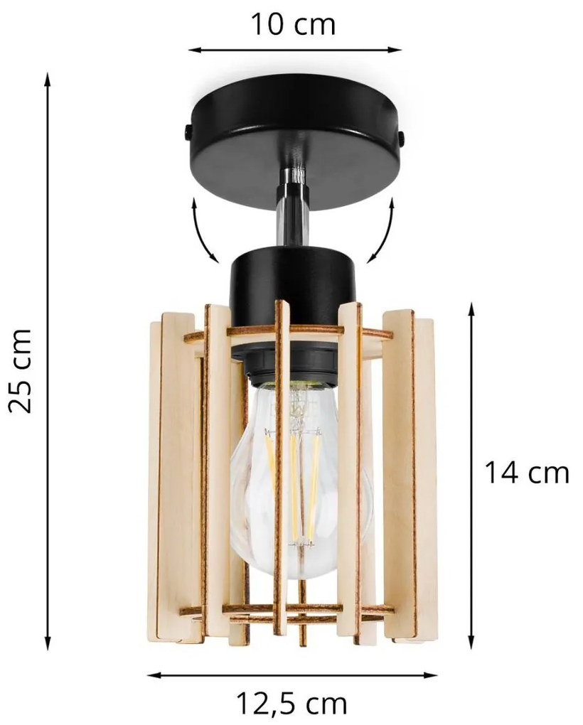 Stropné svietidlo TIMBER 7, 1x drevené tienidlo, KP