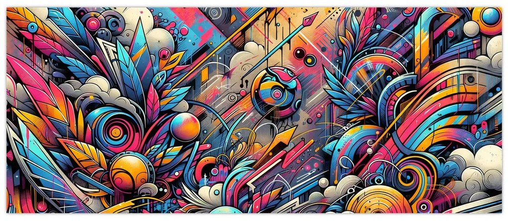 Obraz - Pestrofarebné graffiti (120x50 cm)
