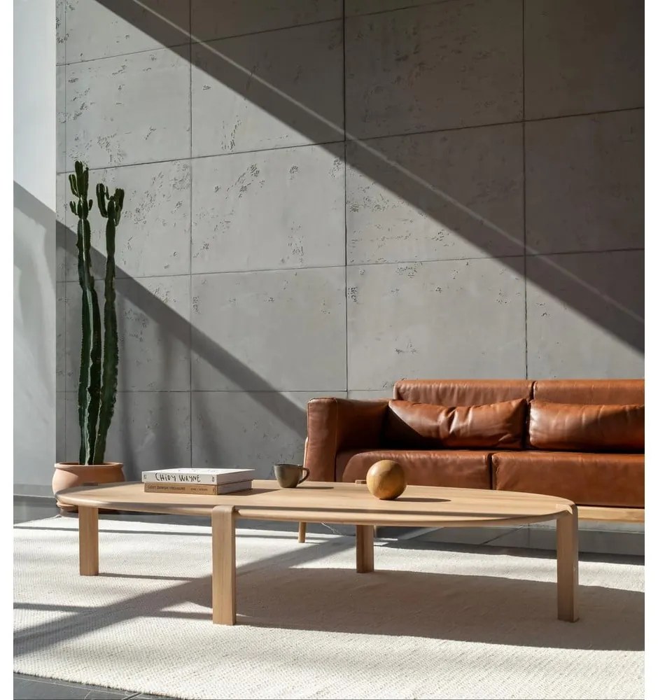 Konferenčný stolík z dubového dreva v prírodnej farbe 100x180 cm Kulin – Gazzda